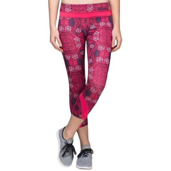 lululemon athletica Pants - Lululemon Run Inspire Crop II Prisma Guava Lava Boom Juice Size 4 Leggings